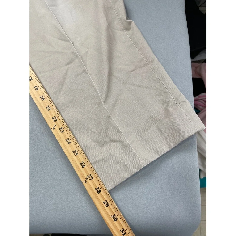 LL Bean Mens Comfort Waist Chinos Tan Khaki Flat Front Cotton Pants 37x26 262555